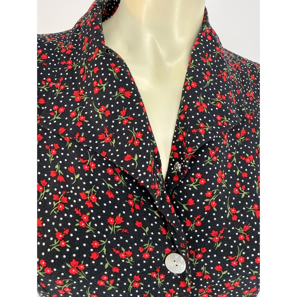 1990s Contempo Black Floral Rayon Maxi Dress Open Cross Back Grunge 8 - Picture 4 of 11
